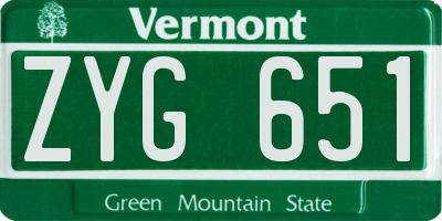 VT license plate ZYG651
