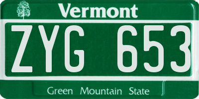 VT license plate ZYG653