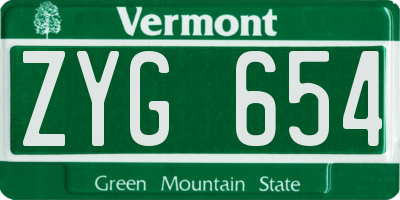 VT license plate ZYG654