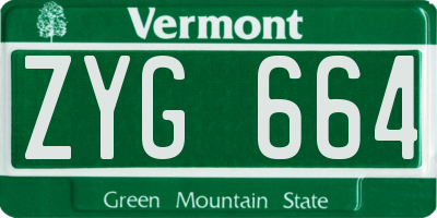 VT license plate ZYG664