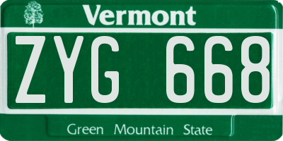 VT license plate ZYG668