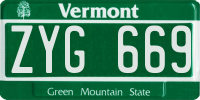 VT license plate ZYG669