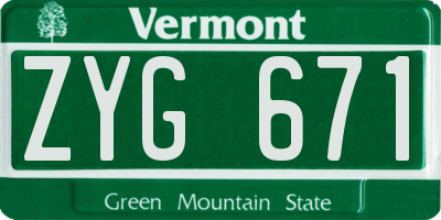 VT license plate ZYG671