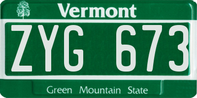 VT license plate ZYG673