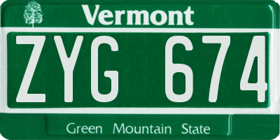 VT license plate ZYG674