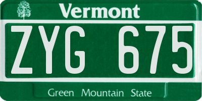 VT license plate ZYG675