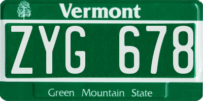 VT license plate ZYG678