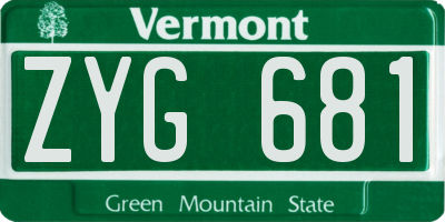 VT license plate ZYG681