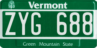 VT license plate ZYG688