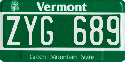 VT license plate ZYG689