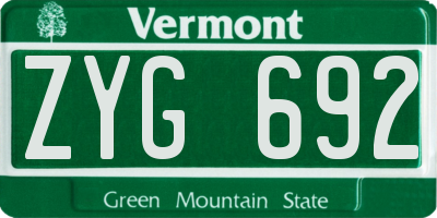 VT license plate ZYG692