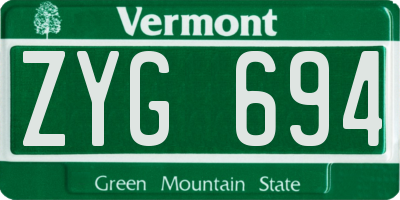 VT license plate ZYG694
