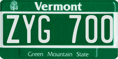 VT license plate ZYG700