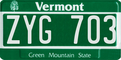 VT license plate ZYG703
