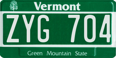 VT license plate ZYG704
