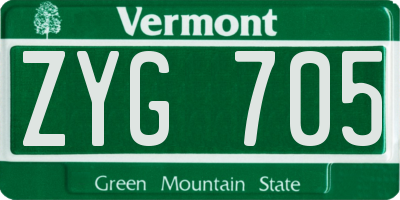 VT license plate ZYG705