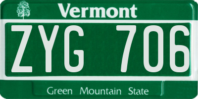 VT license plate ZYG706