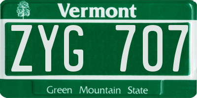 VT license plate ZYG707