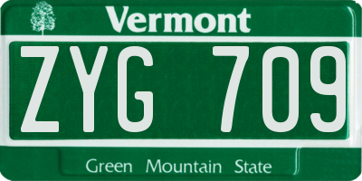 VT license plate ZYG709