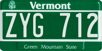 VT license plate ZYG712