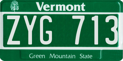 VT license plate ZYG713