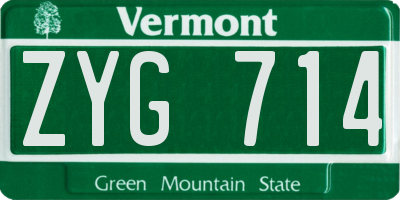 VT license plate ZYG714