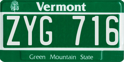 VT license plate ZYG716