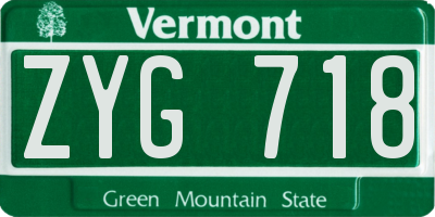 VT license plate ZYG718