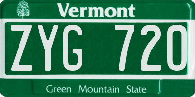 VT license plate ZYG720