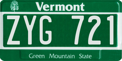 VT license plate ZYG721