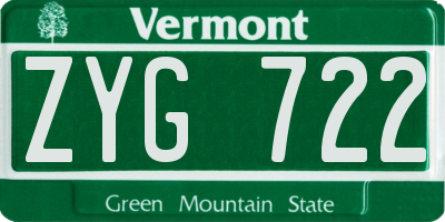 VT license plate ZYG722