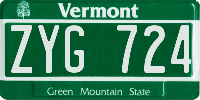 VT license plate ZYG724