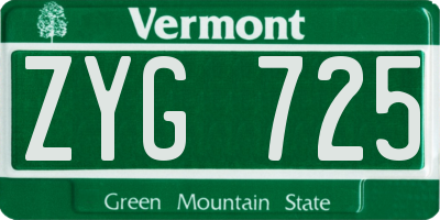 VT license plate ZYG725