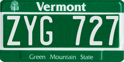 VT license plate ZYG727