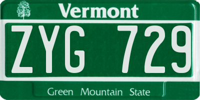 VT license plate ZYG729