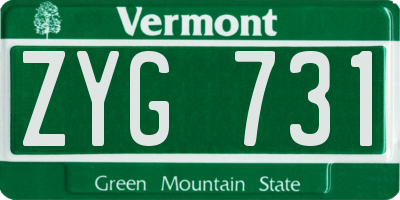VT license plate ZYG731