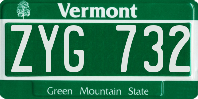 VT license plate ZYG732