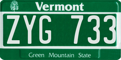 VT license plate ZYG733