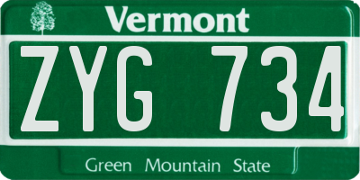 VT license plate ZYG734