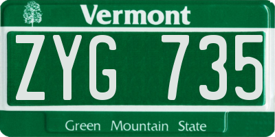 VT license plate ZYG735