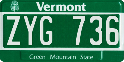 VT license plate ZYG736