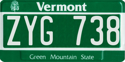 VT license plate ZYG738