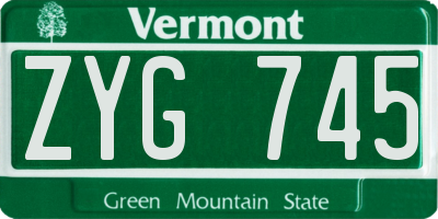 VT license plate ZYG745
