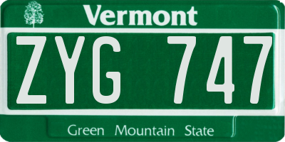 VT license plate ZYG747