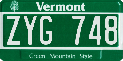 VT license plate ZYG748