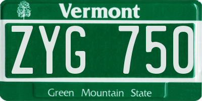 VT license plate ZYG750