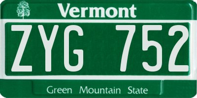 VT license plate ZYG752