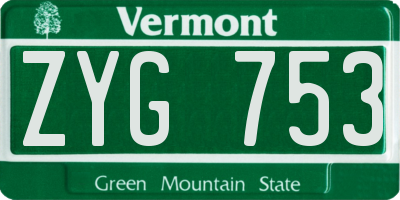 VT license plate ZYG753