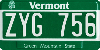 VT license plate ZYG756