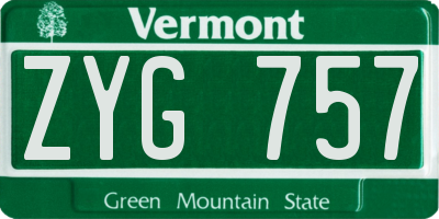 VT license plate ZYG757